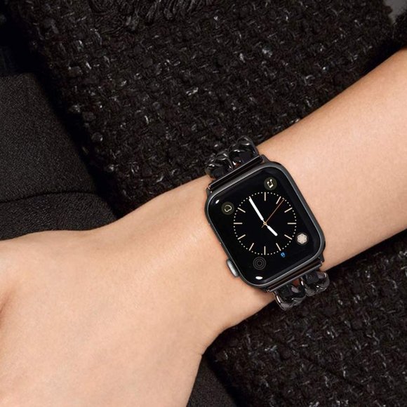 NEW Strap Chain Leather Stainless Band For Apple Watch - SB - Picture 8 of 13